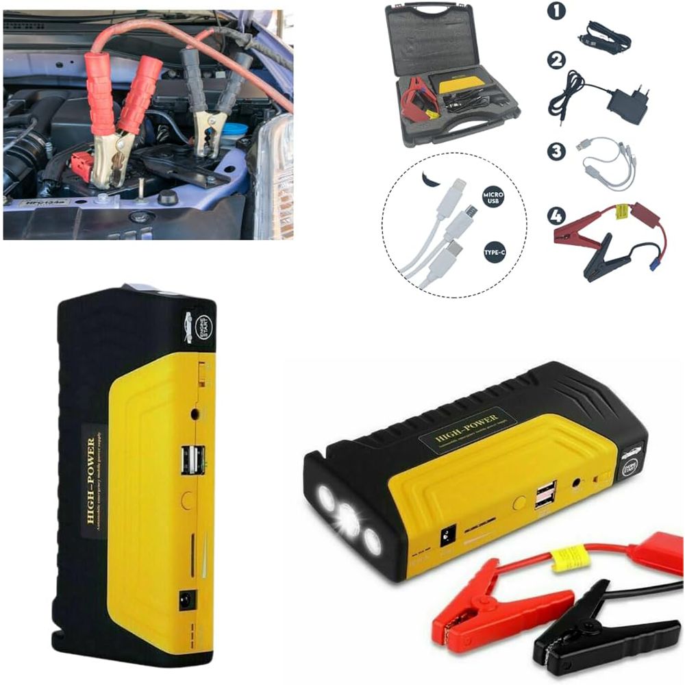 Avviatore di Emergenza Auto 12V Multifunzionale con Power Bank e Pompa ad Aria