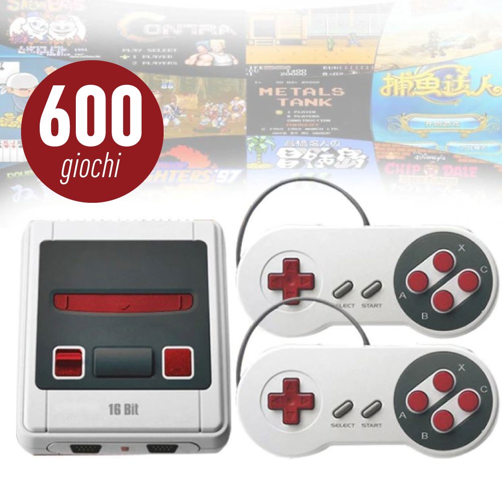 Console Retro Classica con 600 Giochi Integrati e Doppio Joystick