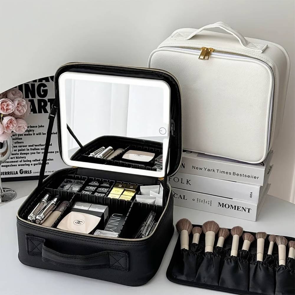 Beauty Case Make-Up con Specchio LED e Luce Regolabile