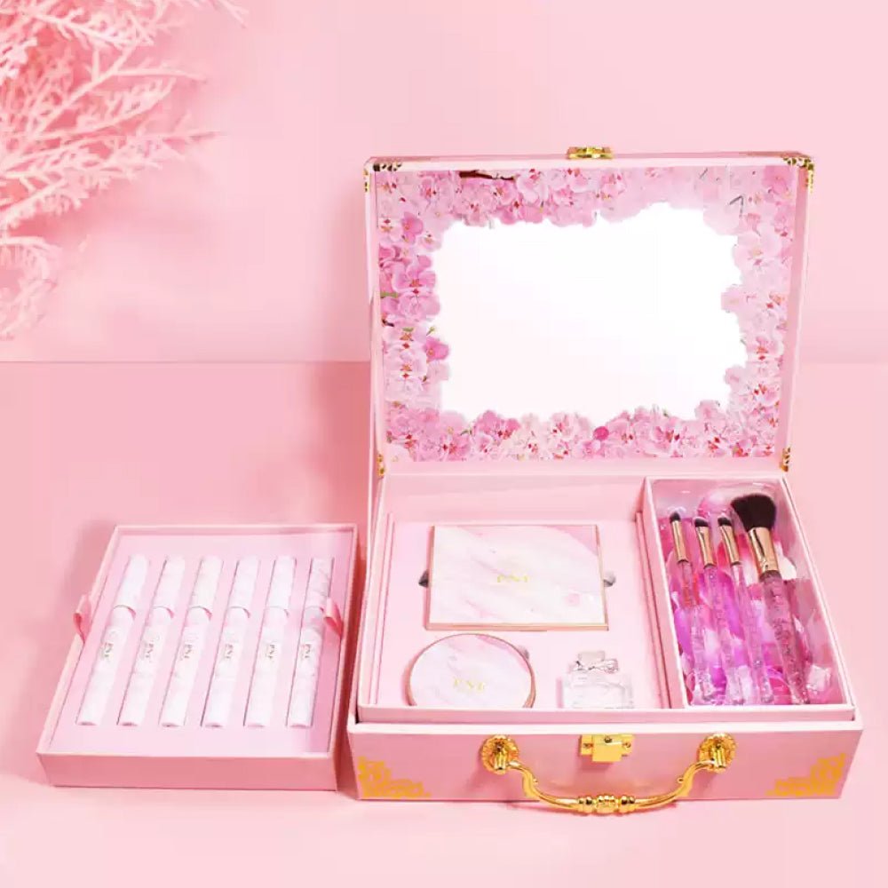 Box Bellezza Make-Up Kit Completo con 13 Accessori e Specchio Interno