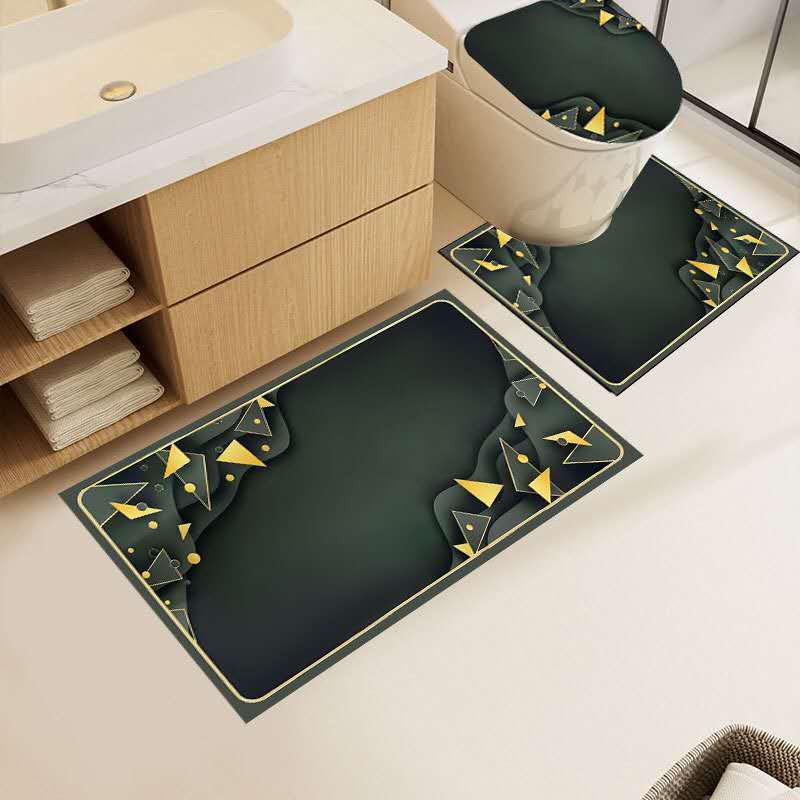 Tappeti Bagno 4 Pezzi Antiscivolo Morbidi Lavabili, Copri Water e Tappetini per WC e Bidet