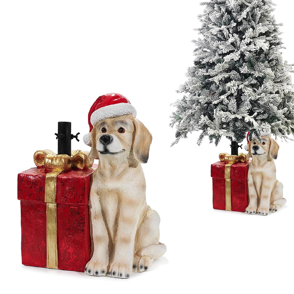 Base Albero Natale Cane Pacco Regalo