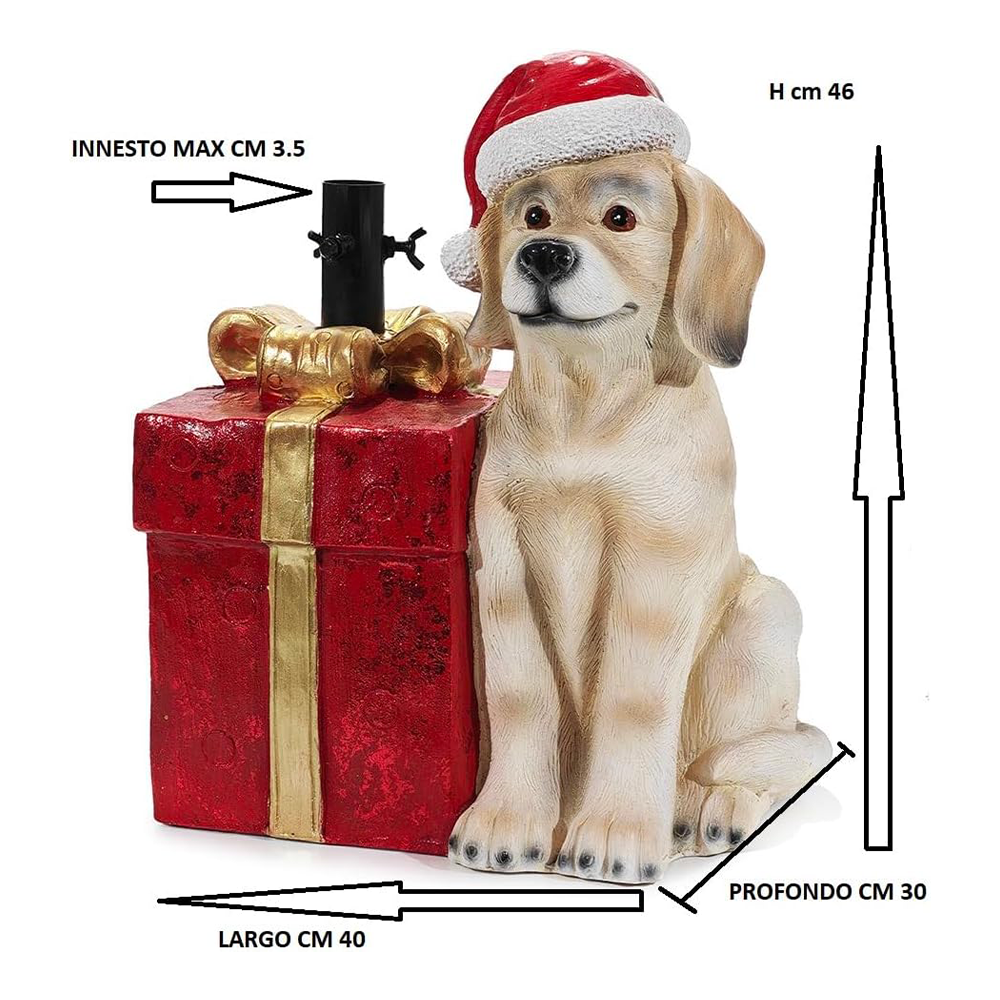 Base Albero Natale Cane Pacco Regalo