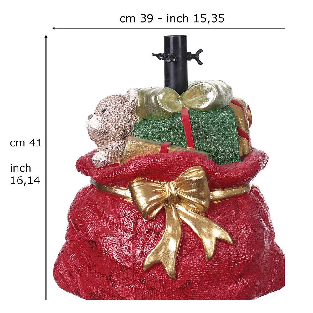 Base Albero Natale Sacco Rosso con Regali e Orsetto