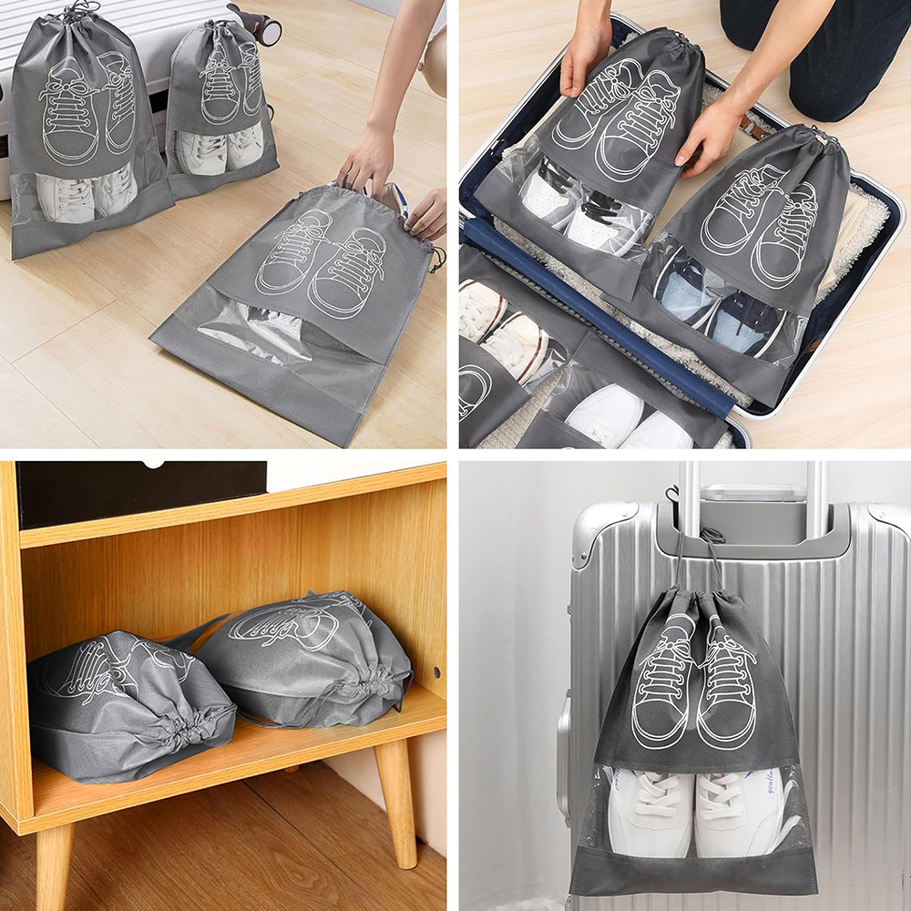 Sacchetti Scarpe da Viaggio Antipolvere con Finestra Trasparente