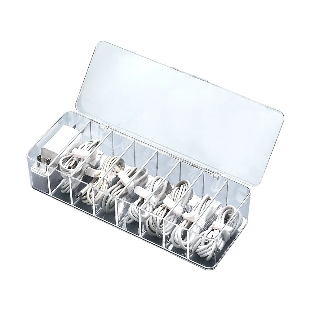 Organizer Cavi e Accessori Scrivania 8 Scomparti con Fascette in Silicone
