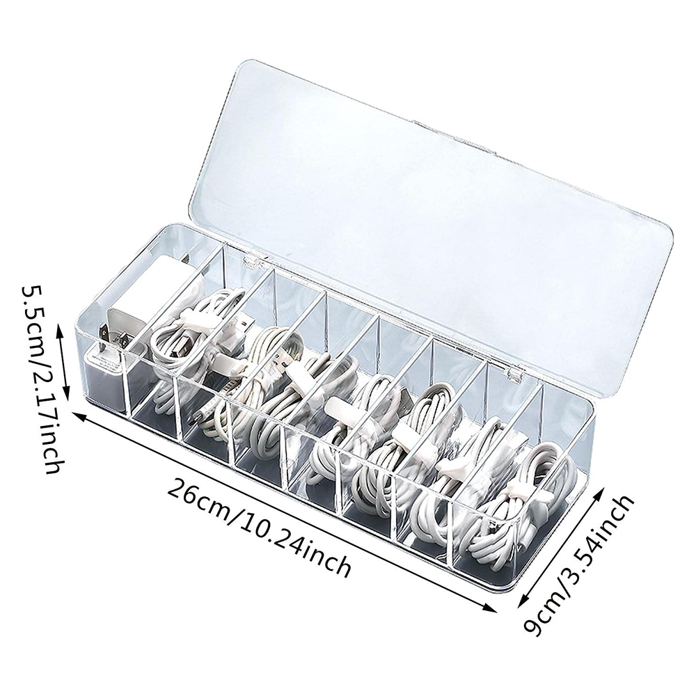 Organizer Cavi e Accessori Scrivania 8 Scomparti con Fascette in Silicone
