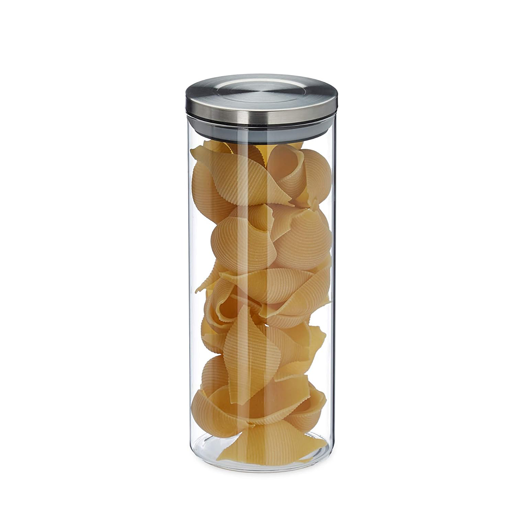 Barattolo Ermetico per Pasta 1L in Vetro con Coperchio Acciaio