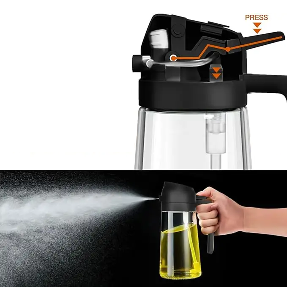Bottiglia Olio con Spruzzino 2 in 1 – Controllo Preciso per Cottura Sana e Senza Sprechi