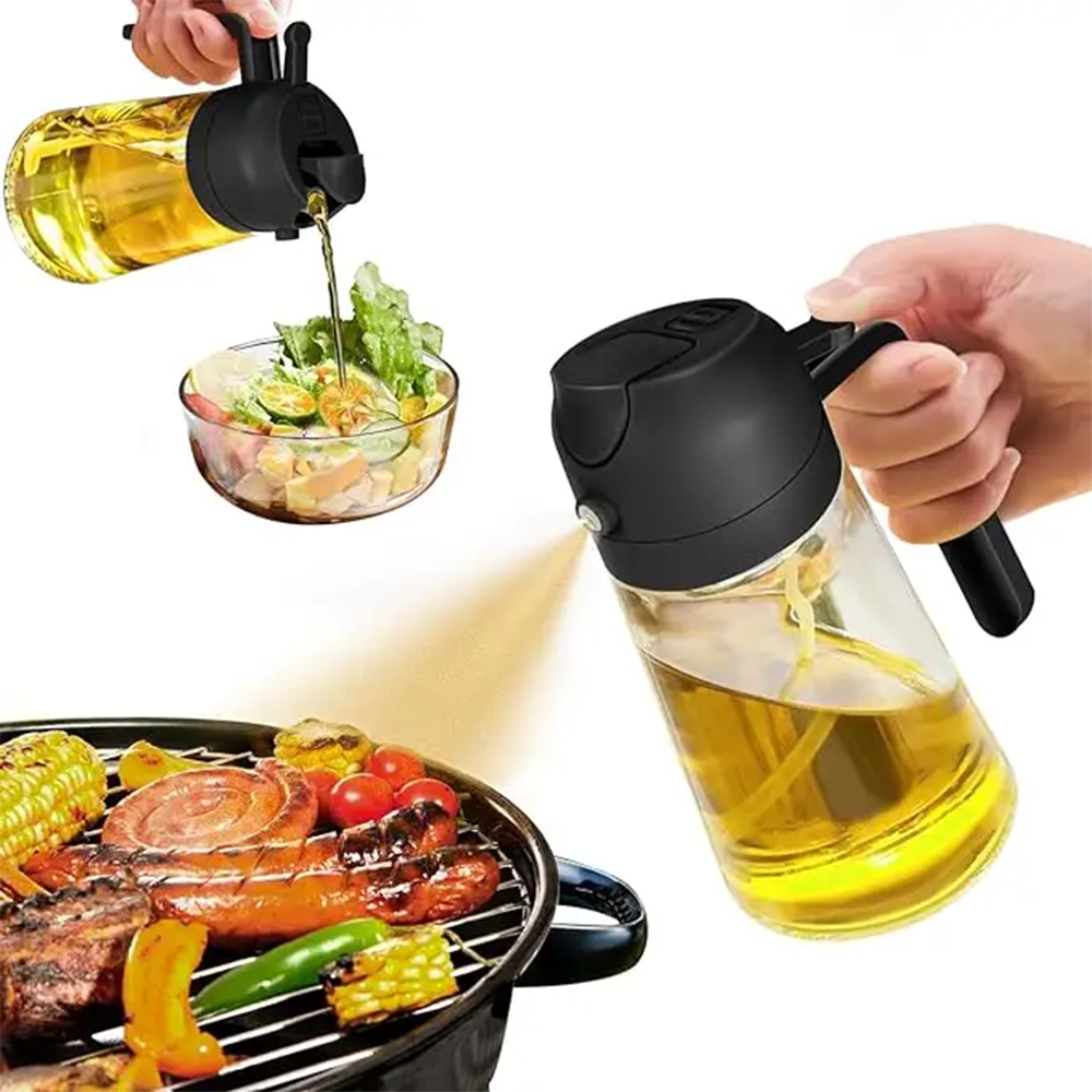 Bottiglia Olio con Spruzzino 2 in 1 – Controllo Preciso per Cottura Sana e Senza Sprechi