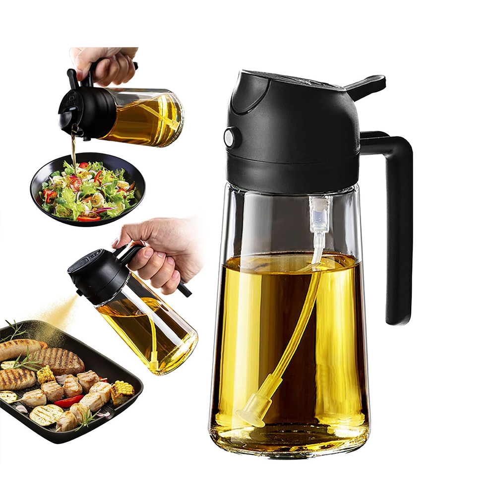 Bottiglia Olio con Spruzzino 2 in 1 – Controllo Preciso per Cottura Sana e Senza Sprechi