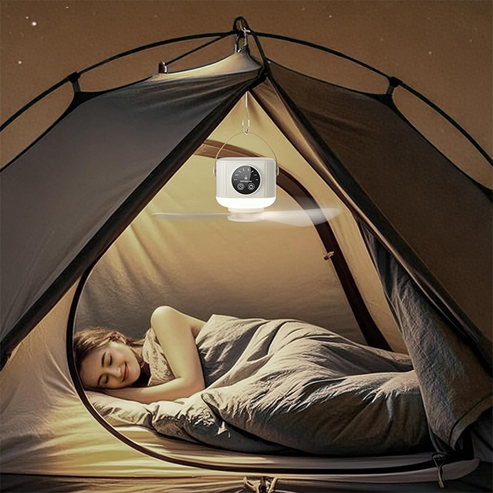 Ventilatore Portatile da Campeggio e Luce LED