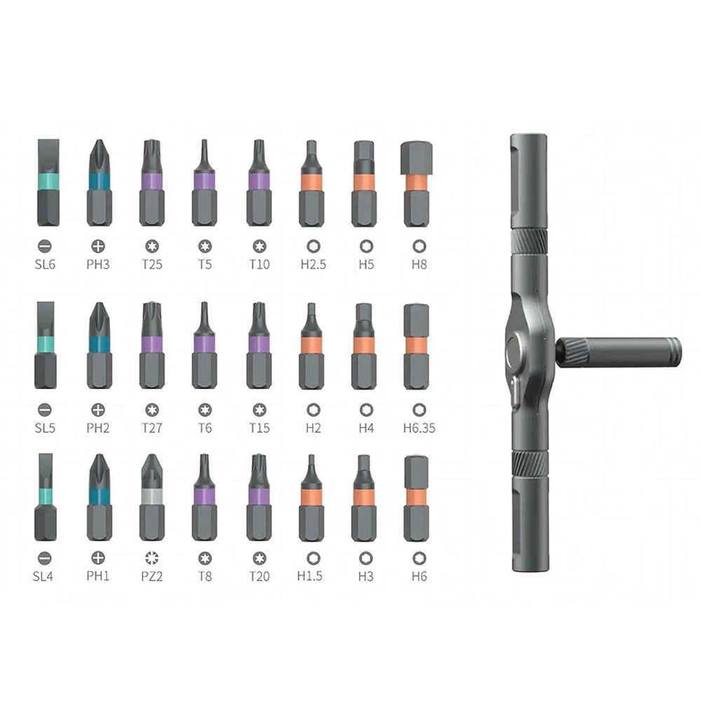Set Cacciaviti Professionali 24 Punte con Chiave a Cricchetto Ergonomica
