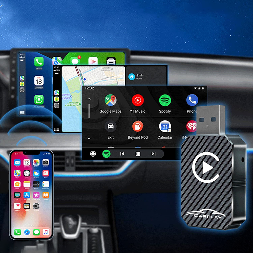 Adattatore Wireless CarPlay Universale con USB e USB-C