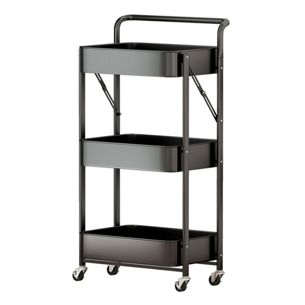 Carrello Pieghevole Portaoggetti 3 Ripiani con Ruote