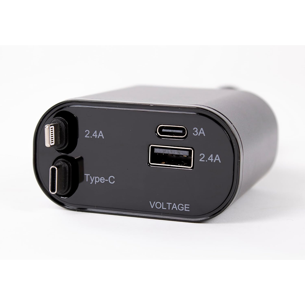 Caricatore Auto 4 in 1 USB-C con Cavi Retrattili e Display LED