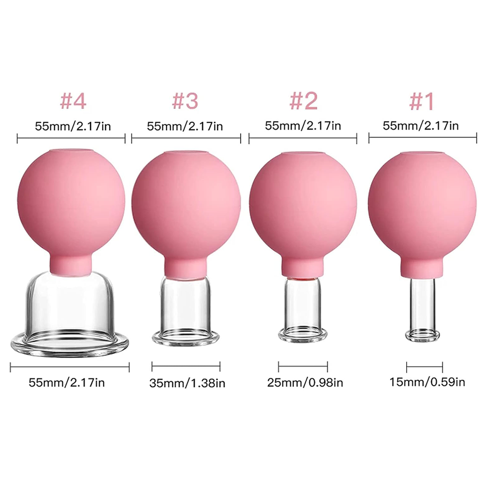 Set Coppette Massaggio in Silicone e Vetro per Terapia Corpo e Viso