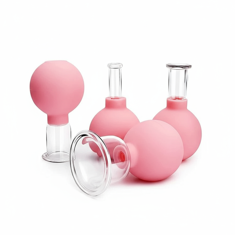 Set Coppette Massaggio in Silicone e Vetro per Terapia Corpo e Viso
