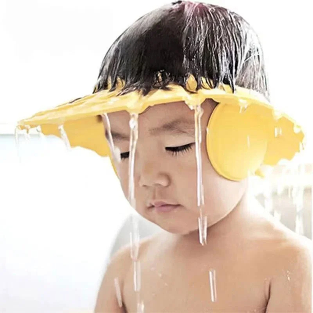 Cappellino Regolabile Protezione Bagnetto Bambini Occhi Orecchie Morbido Sicuro