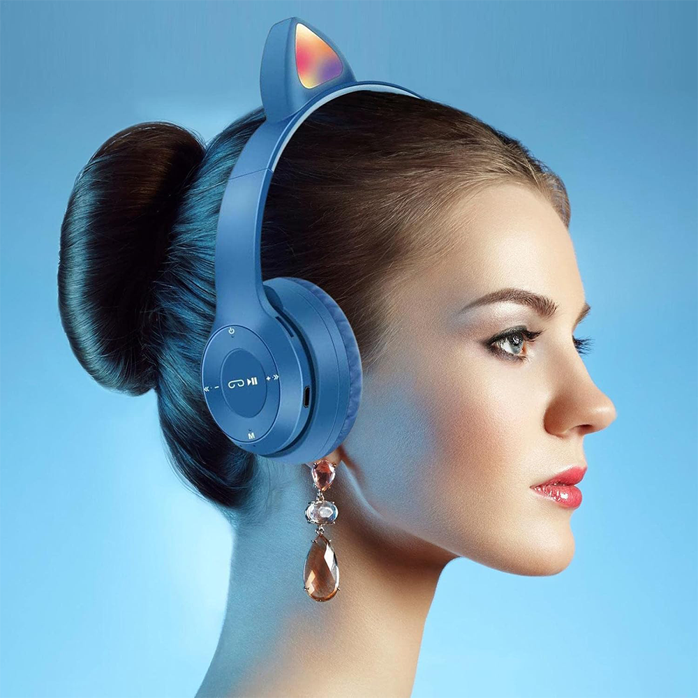 Cuffie Bluetooth con Orecchie da Gatto LED