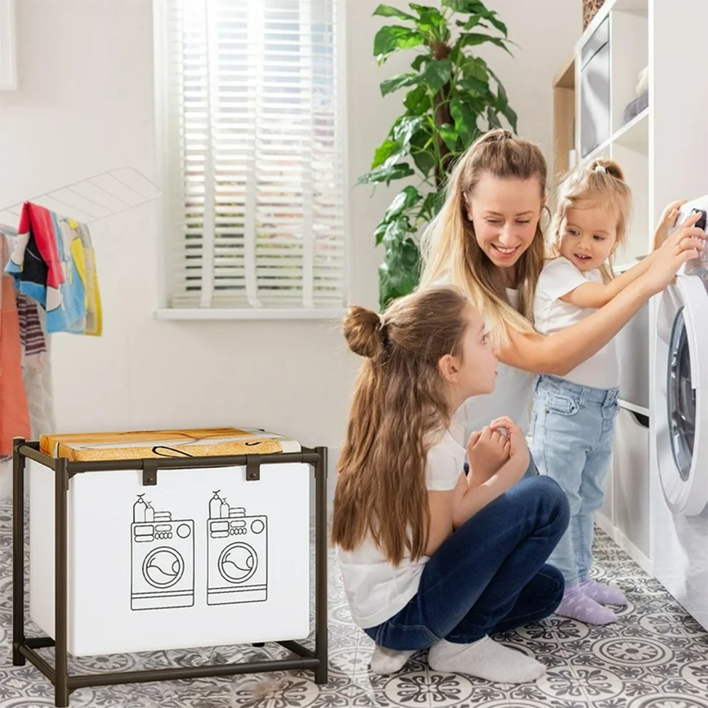 Cesto Porta Biancheria Multifunzione Pieghevole Tessuto Robusto Maniglie Rinforzate
