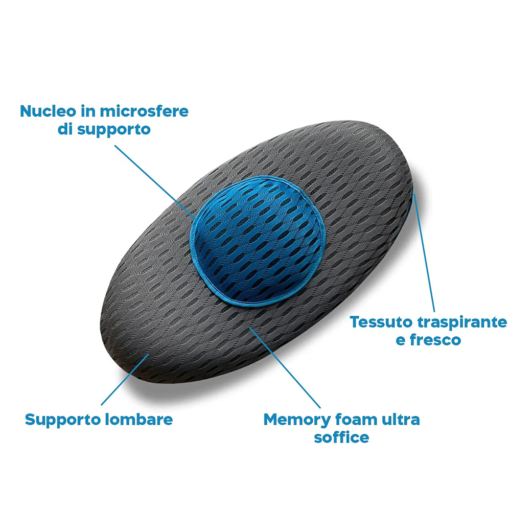 Cuscino Supporto Lombare Ergonomico in Memory Foam