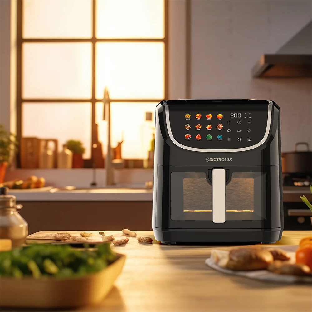 Dictrolux Friggitrice ad Aria 8 Litri con Doppia Resistenza e Display Touch