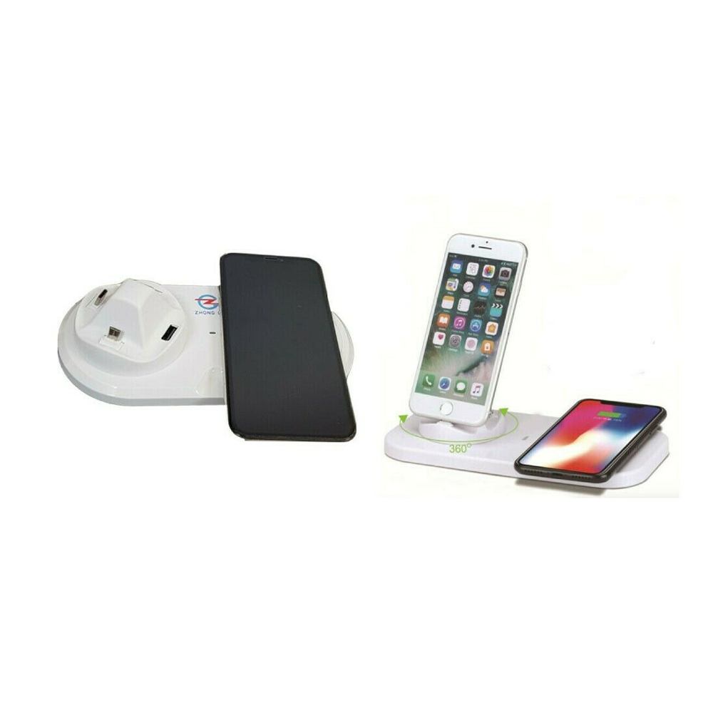 Stazione di Ricarica Universale 5 in 1 con USB, Lightning, Micro, Type-C e Wireless Fast Charge