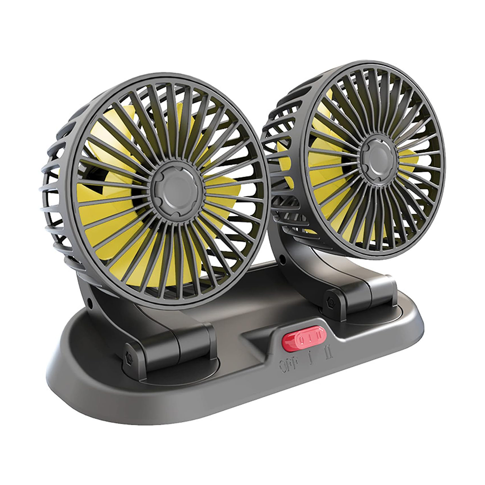 Ventilatore Auto Doppia Testa Rotazione 360° Silenzioso da Cruscotto