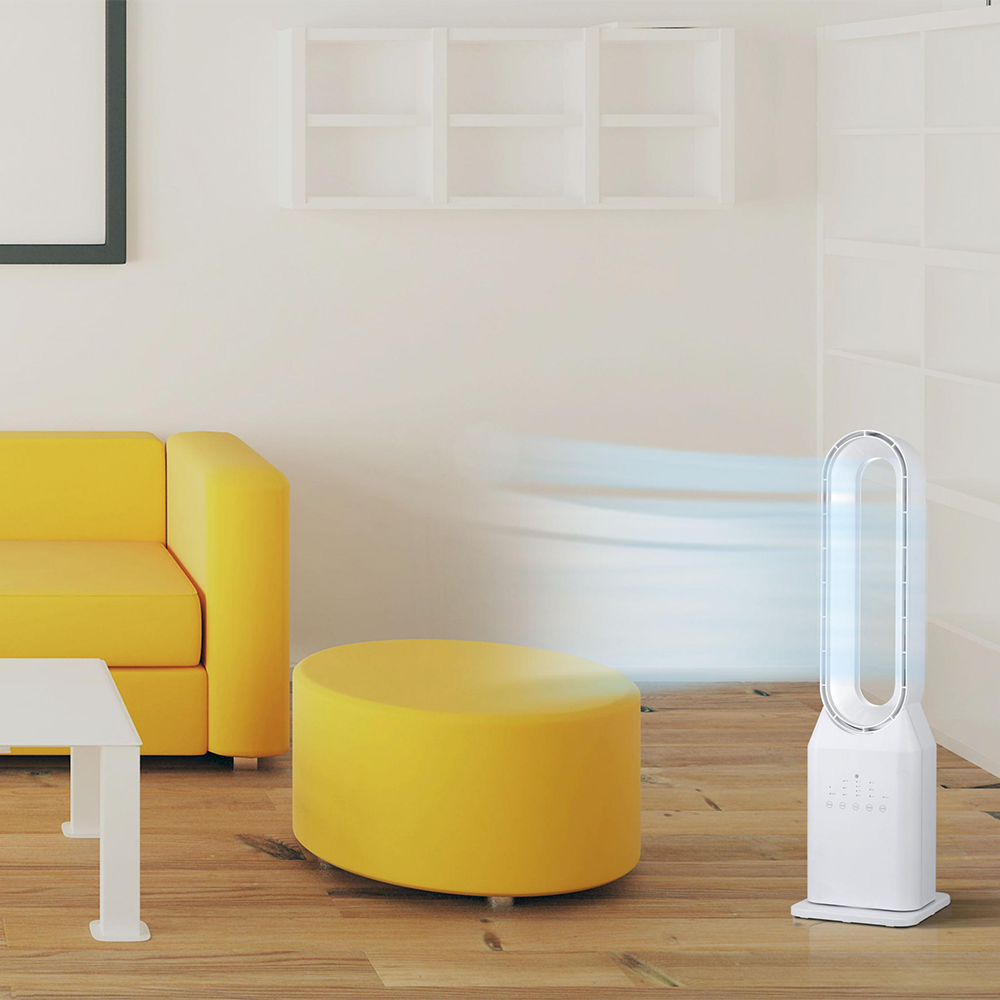 Ventilatore a Torre Senza Pale 50W con Telecomando e Timer – Touchscreen e Oscillazione Automatica per Casa