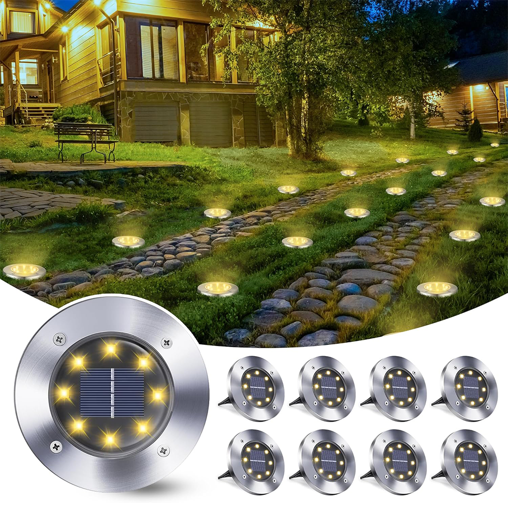 Faretti Solari LED da Esterno Set 8 Luci Segnapasso per  Giardino, Vialetti, Cortili e Marciapiedi