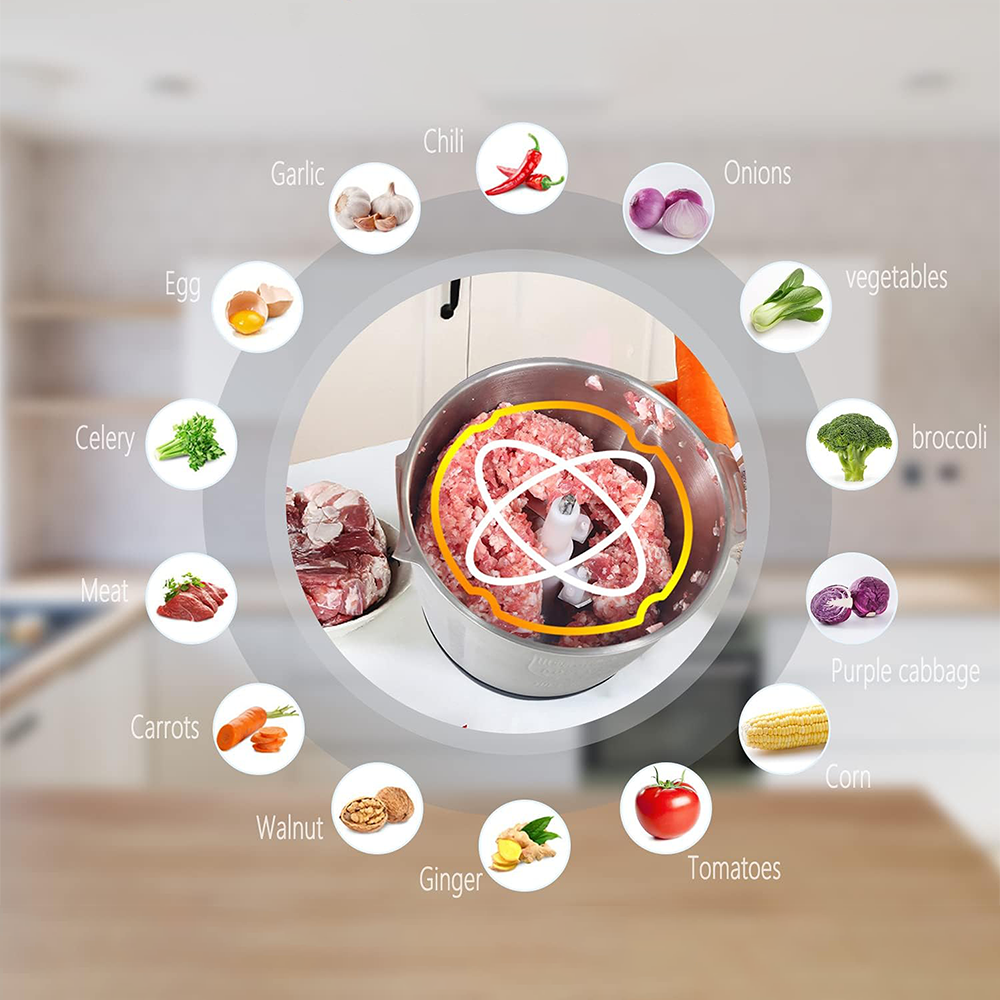 Robot da Cucina Acciaio Inox 3L 4 Lame 2 Velocità