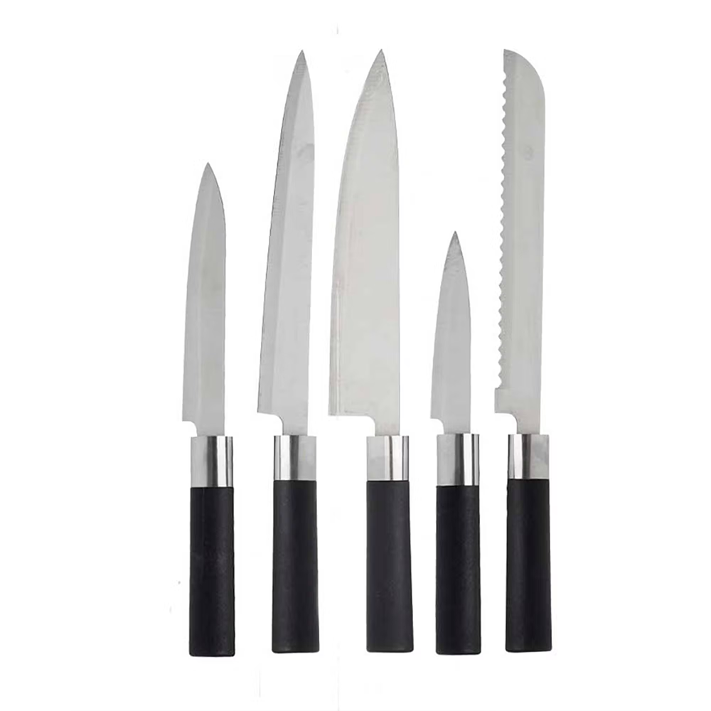Coltelli da Cucina 5 Pezzi con Ceppo Compatto in Acciaio