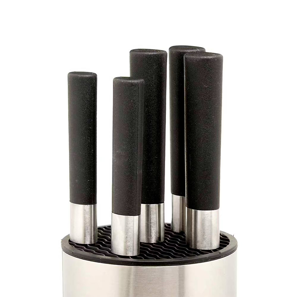 Coltelli da Cucina 5 Pezzi con Ceppo Compatto in Acciaio