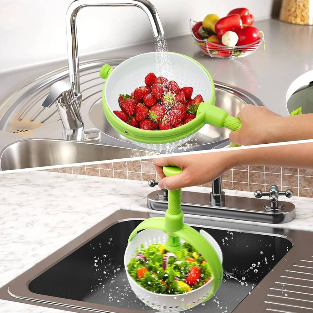 Centrifuga Scolapasta Rotante 5 Litri per Lavare Asciugare e Servire Verdure