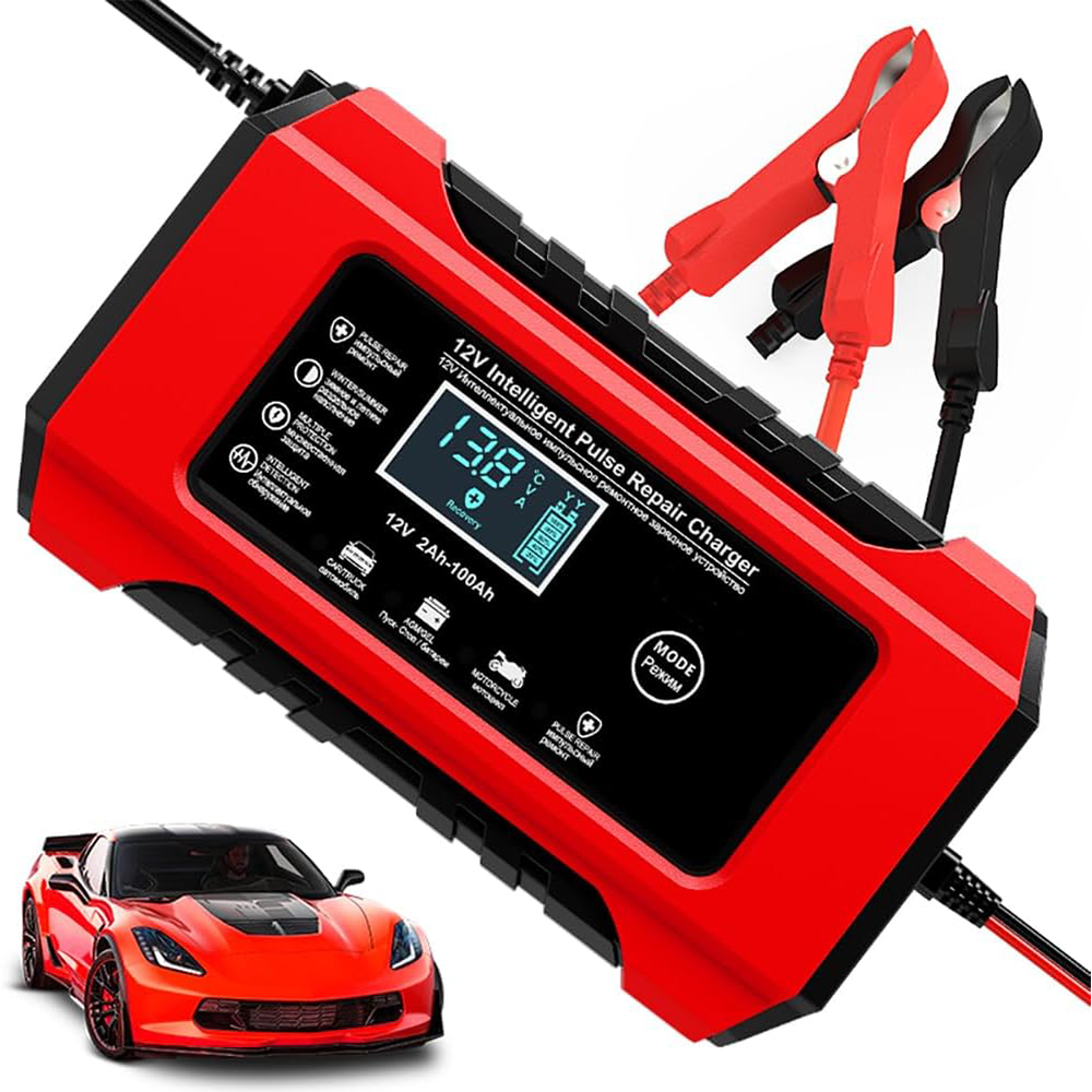 Kit Ricarica e Avviamento Batteria Veicoli 12V con Display LCD