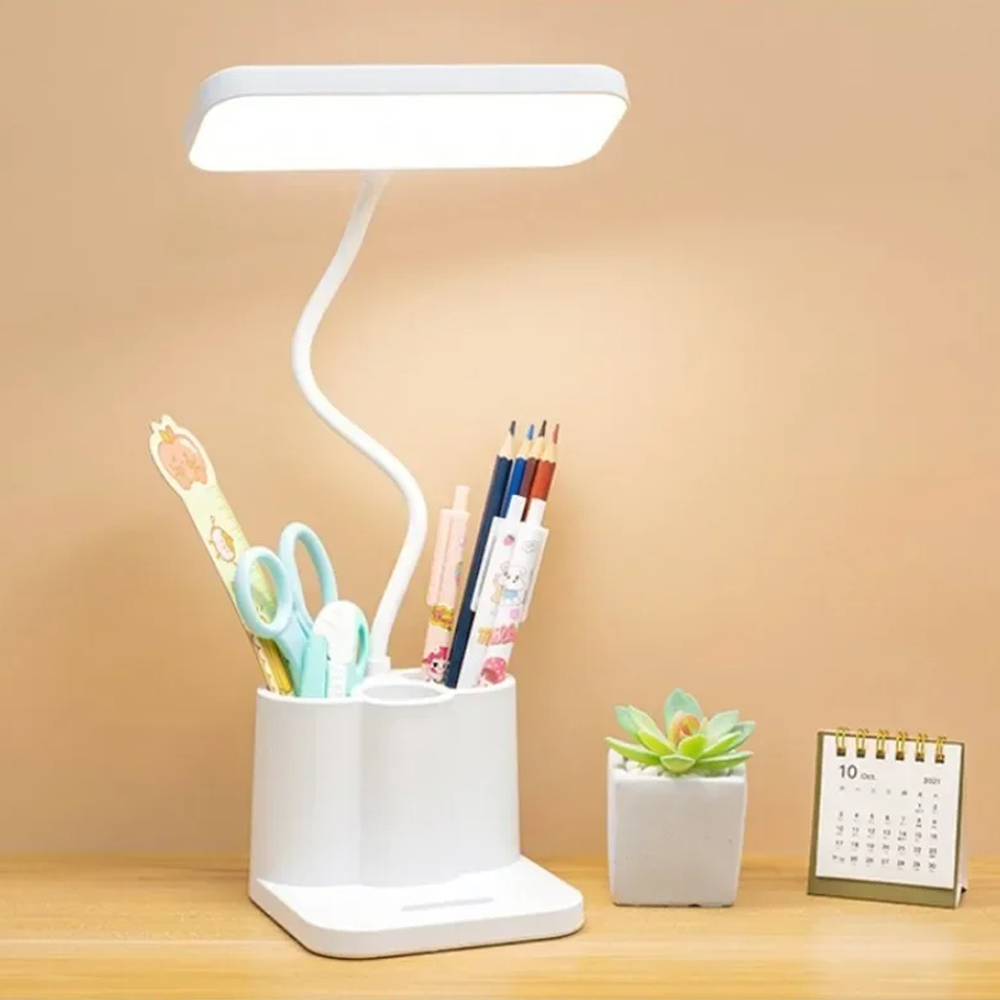 Lampada LED Scrivania Ricaricabile con Porta Penne e Luce Regolabile