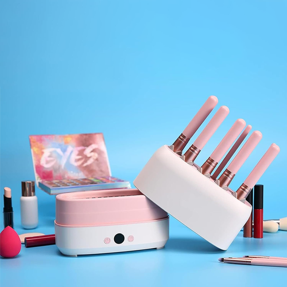 Lavapennelli Elettrico 2 in 1 con 12 Slot per Pennelli Trucco