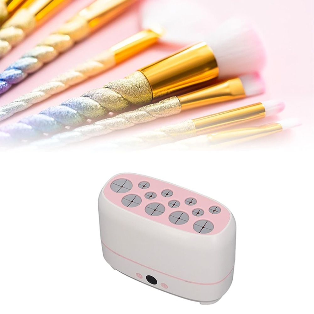 Lavapennelli Elettrico 2 in 1 con 12 Slot per Pennelli Trucco