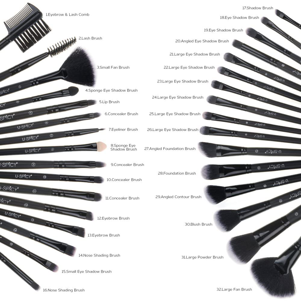 Set Pennelli Trucco 32 Pezzi con Custodia in Pelle