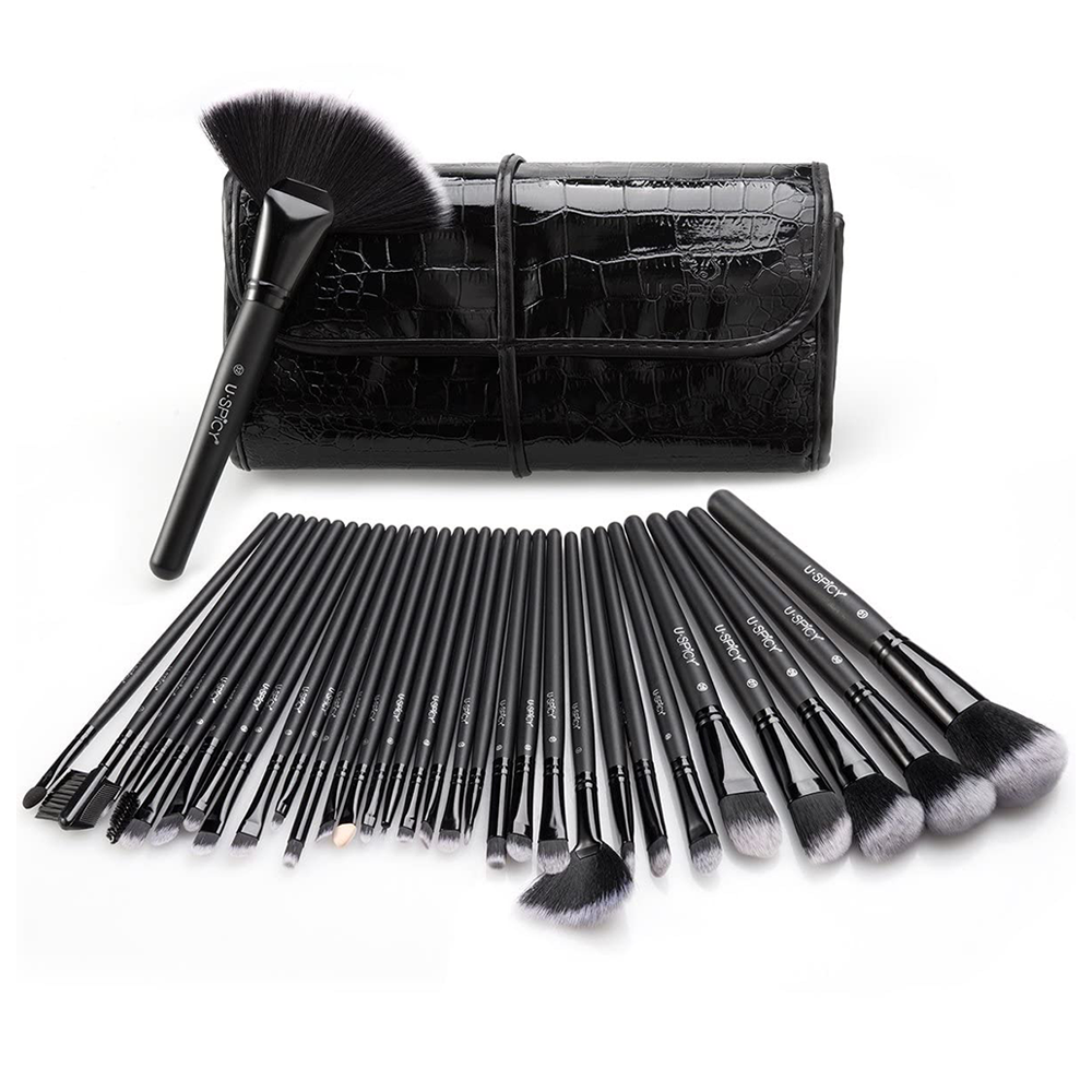 Set Pennelli Trucco 32 Pezzi con Custodia in Pelle