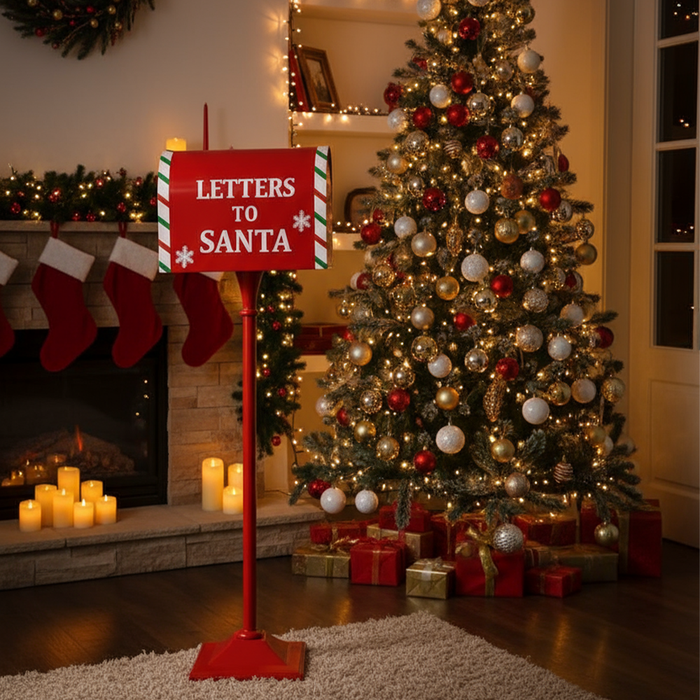 Cassetta Delle Lettere Natalizia Decorativa 120 Cm In Metallo Letters To Santa