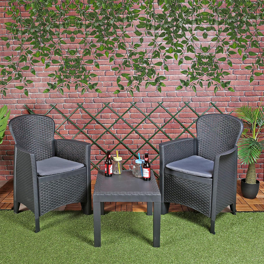 Set Salotto da Giardino con 2 Poltrone e Tavolo