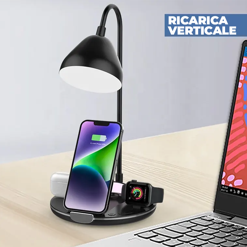 LuminaCharge – Lampada da Tavolo Pieghevole con Caricatore Wireless