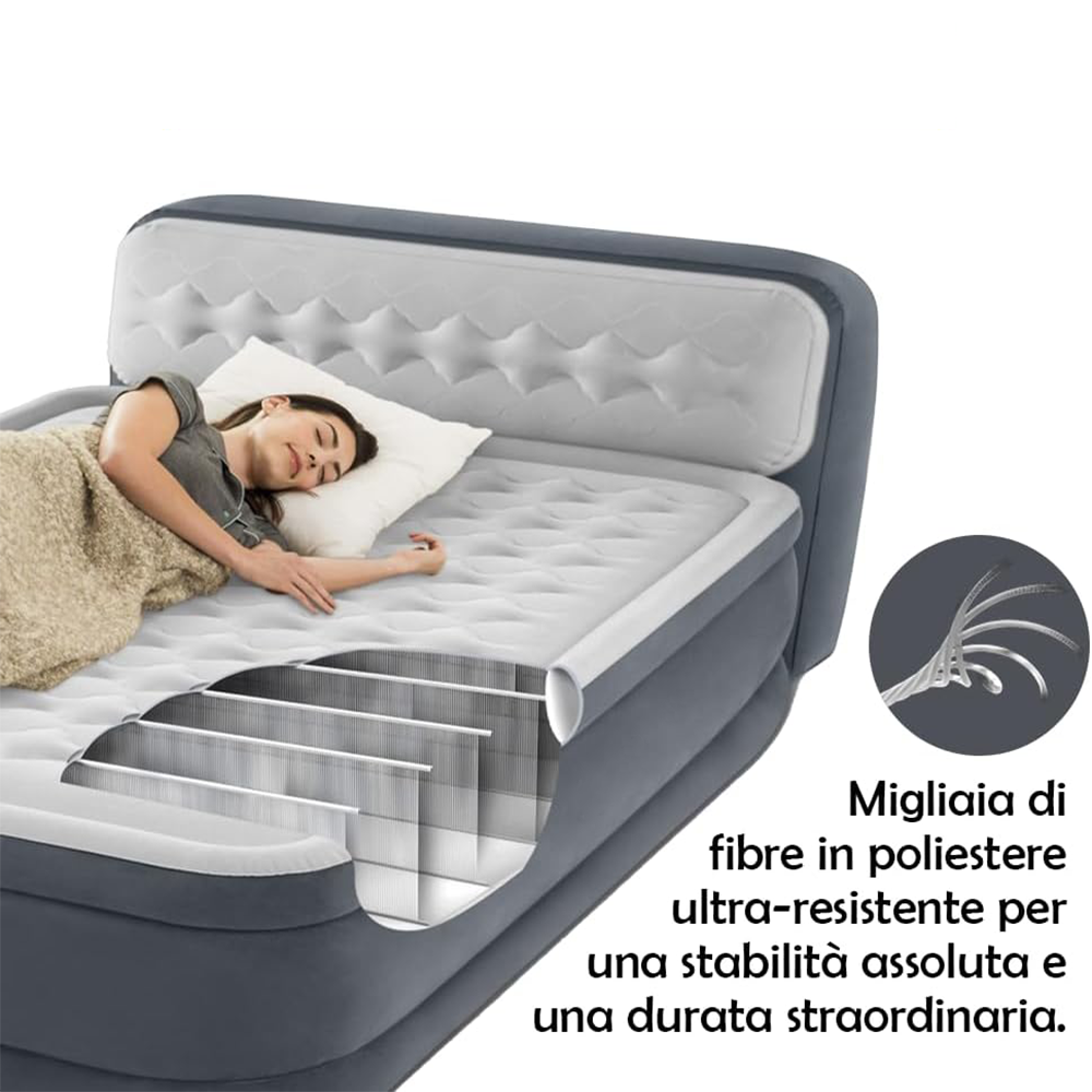 Materasso Gonfiabile Deluxe con Pompa Elettrica Integrata e Tecnologia Fiber-Tech