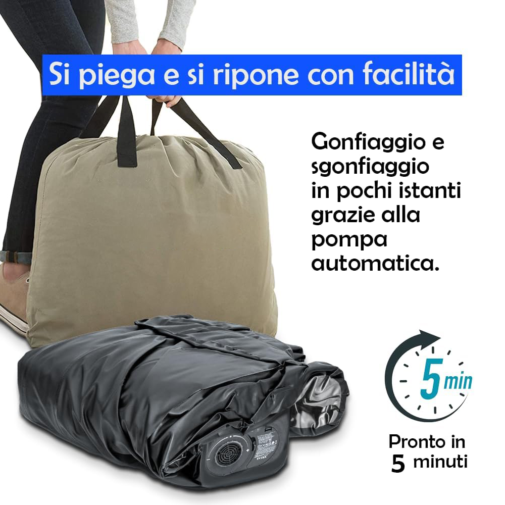 Materasso Gonfiabile Deluxe con Pompa Elettrica Integrata e Tecnologia Fiber-Tech