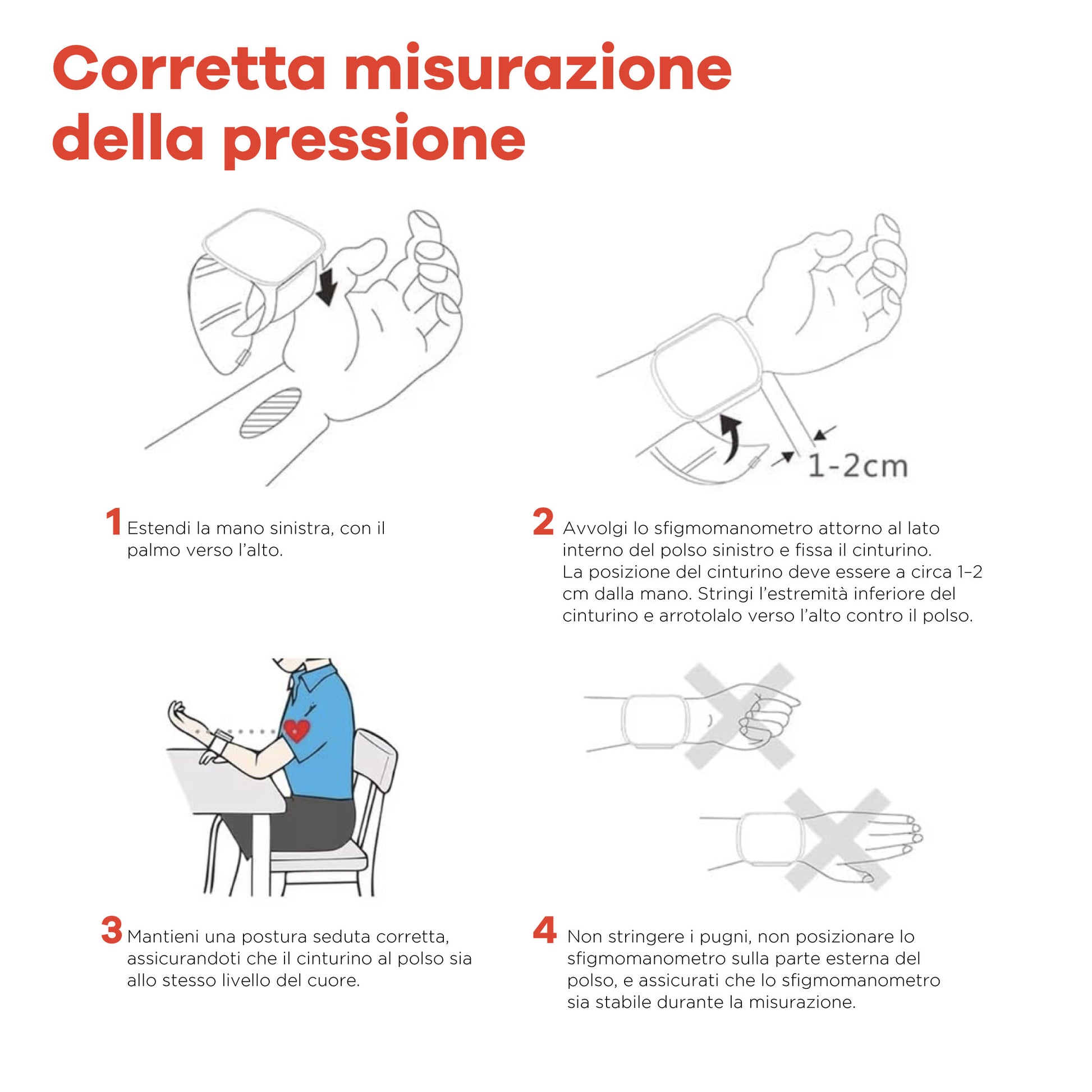 Misuratore di Pressione da Polso LED Touch con Voce Italiana