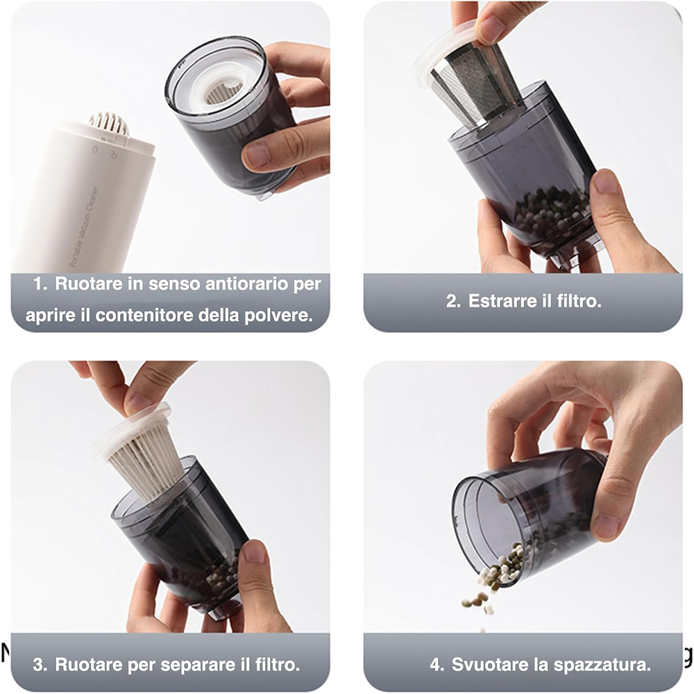 Aspirapolvere Portatile Senza Fili con Filtro HEPA e Batteria Ricaricabile