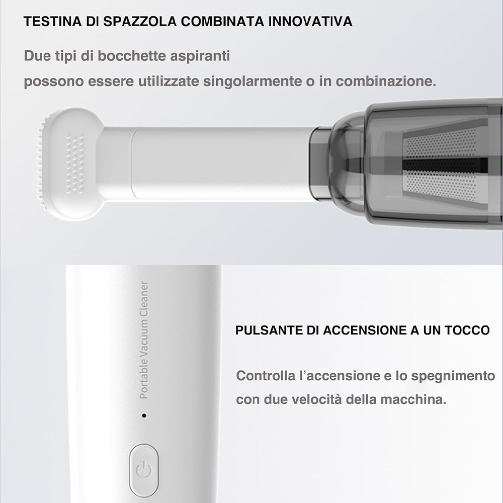 Aspirapolvere Portatile Senza Fili con Filtro HEPA e Batteria Ricaricabile