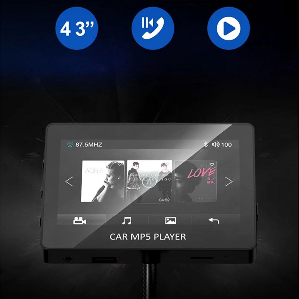 Monitor Auto Bluetooth 4.3” con Speaker e Trasmettitore FM